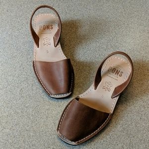 Pons Avarcas Brown Leather Slip On Sandals